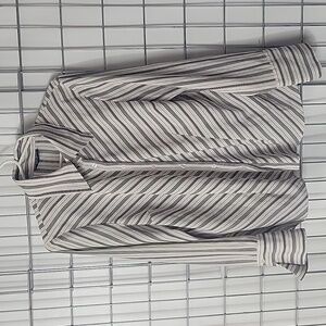 Beechers Brook STRETCH button-down top size XL white and black stripes